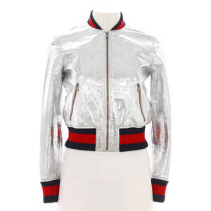 Gucci Women's Bomber Jacket Metallic Leather